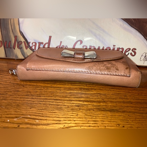 Chloe Metal Ribbon Zip Around Leather Wallet Tan/Carmel - Vintage - Picture 6 of 14